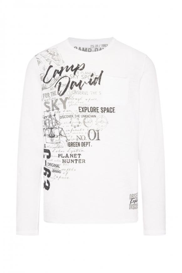 Pullover in Linksstrick mit Label Prints opticwhite