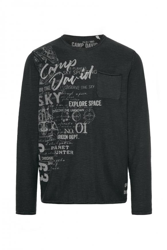 Pullover in Linksstrick mit Label Prints black
