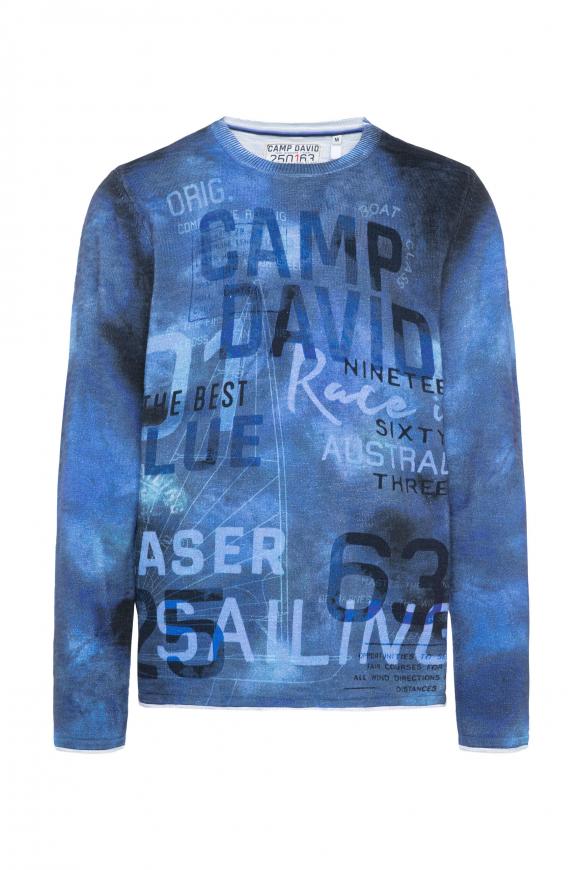 Pullover mit All Over Print blue navy