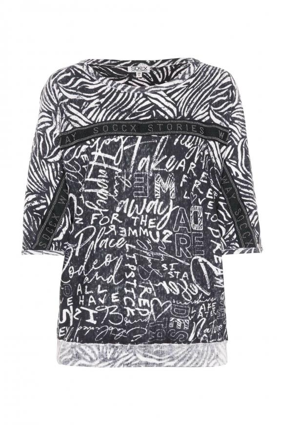Pullover mit All Over Print und Tape dusty anthra