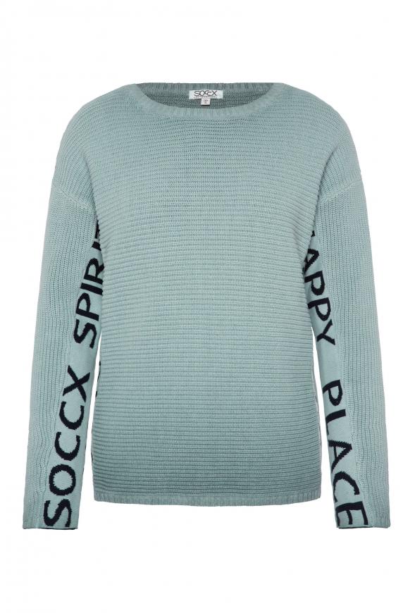 Pullover mit Intarsien-Logo frosted lake