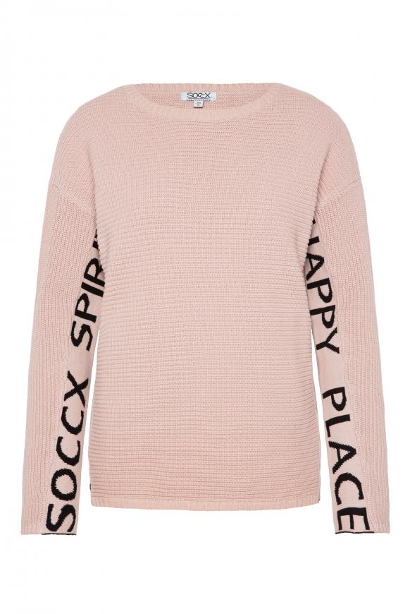 Pullover mit Intarsien-Logo milky rose