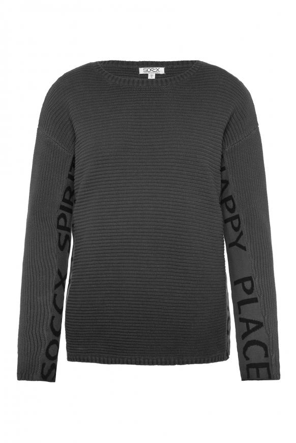 Pullover mit Intarsien-Logo black