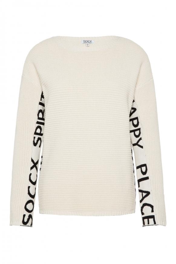 Pullover mit Intarsien-Logo ivory