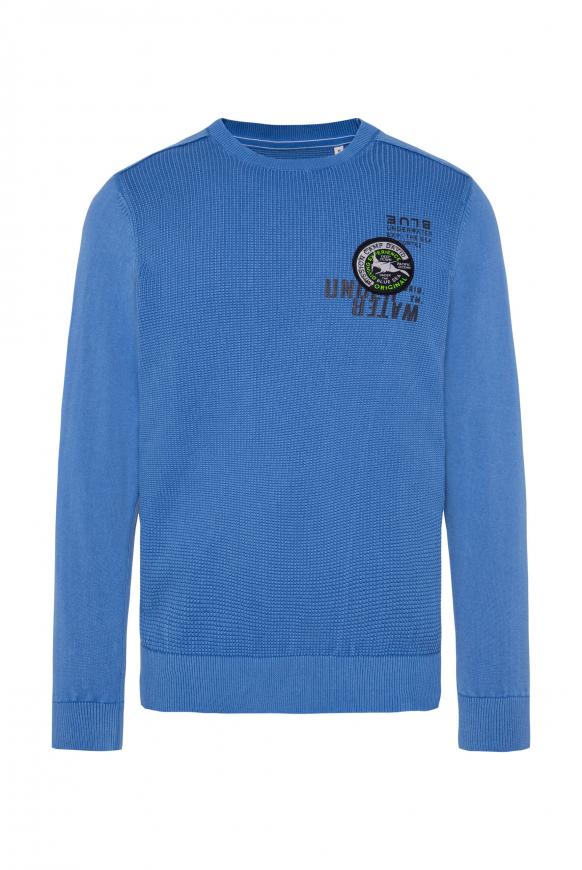 Pullover mit Strickmuster und Artworks pacific blue