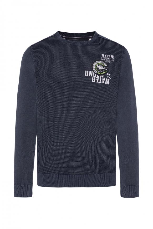 Pullover mit Strickmuster und Artworks blue navy