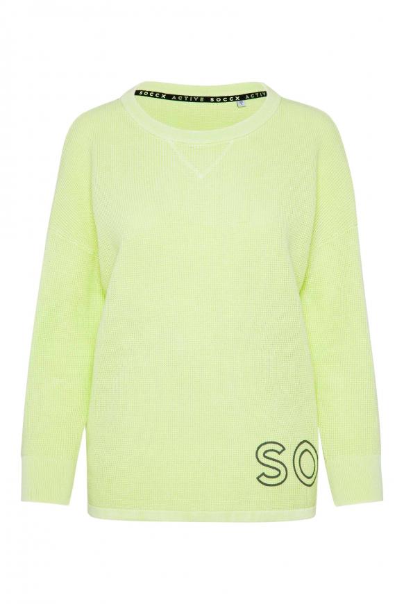 Pullover mit Strickmuster und Logo Print wasabi