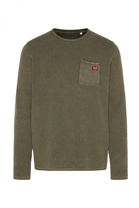 Pullover Stone Washed mit Strickmuster medium khaki