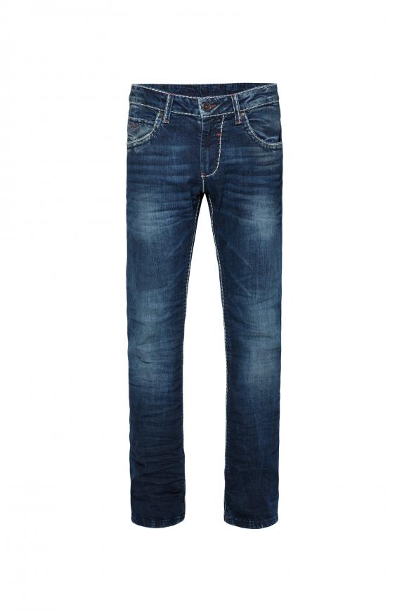 Regular Fit Jeans NI:CO mit 3-D-Knittereffekten dark used