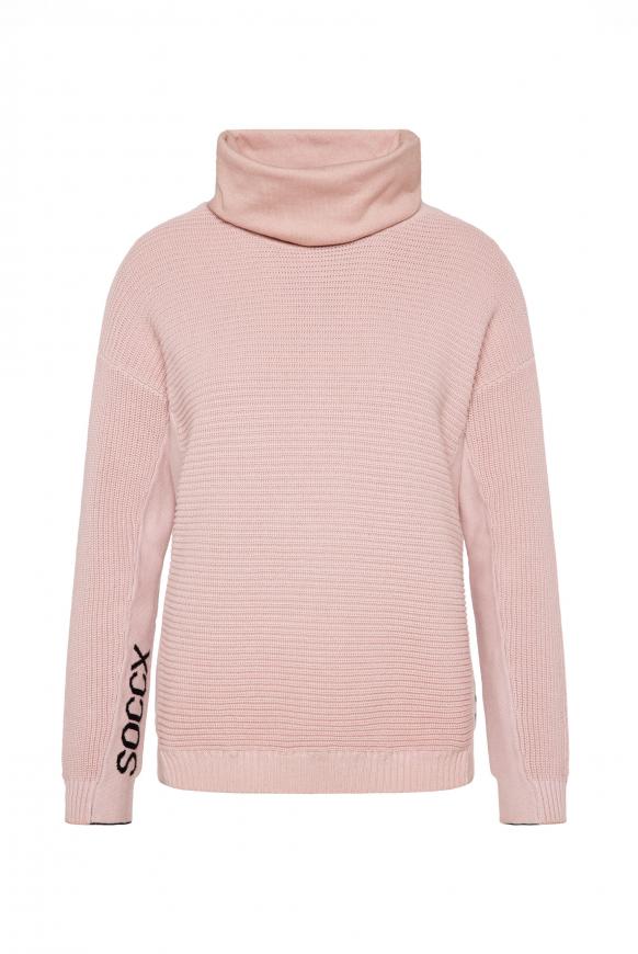 Rollkragenpullover mit Intarsien-Strick milky rose