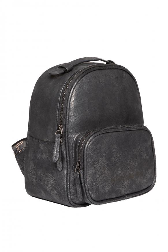 Rucksack im Metallic-Look mit Logo-Gurten black