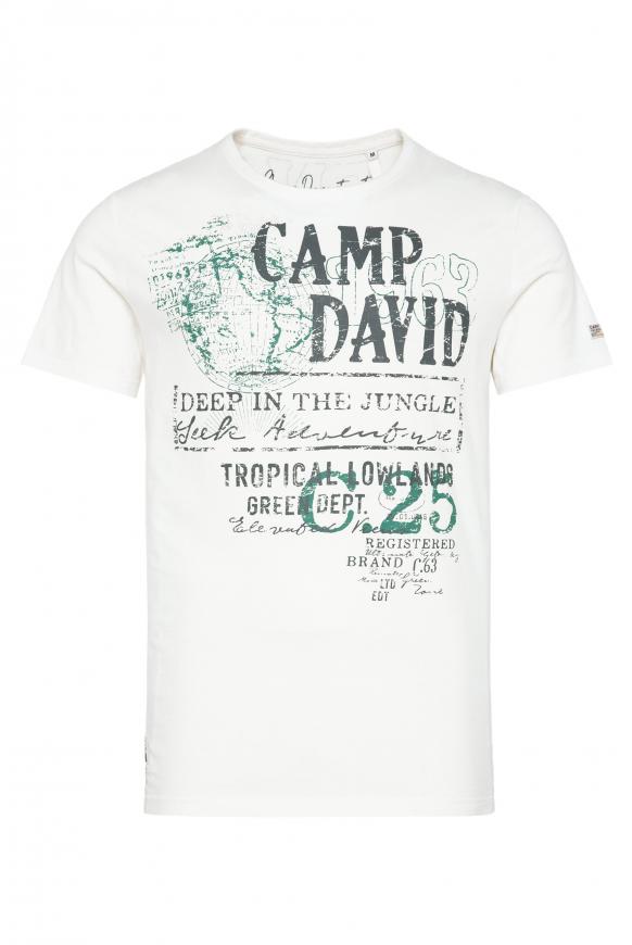 Rundhalsshirt mit beidseitigen Logo Prints ivory