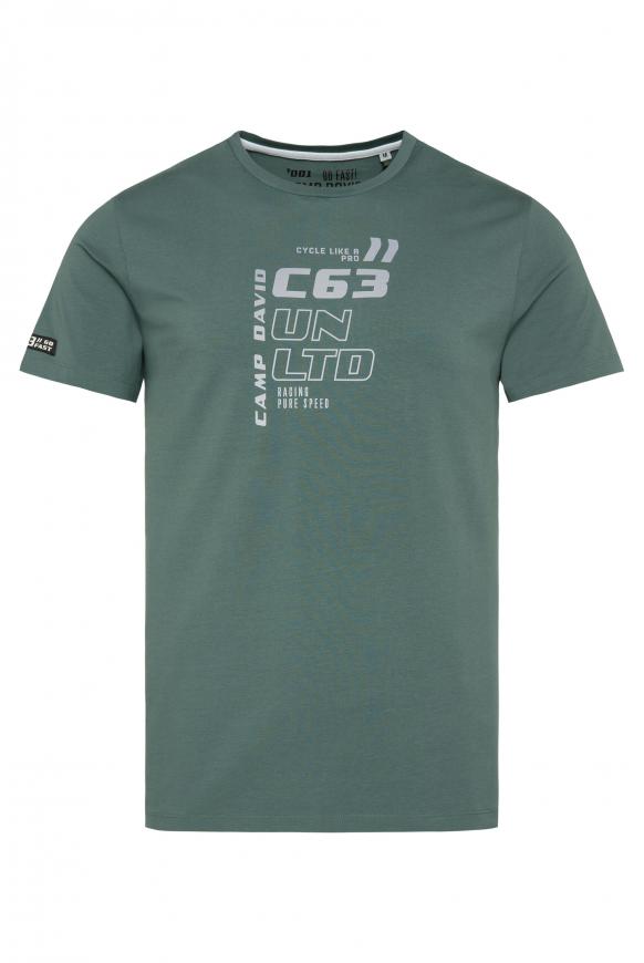 Rundhalsshirt mit Print Artworks dark sage