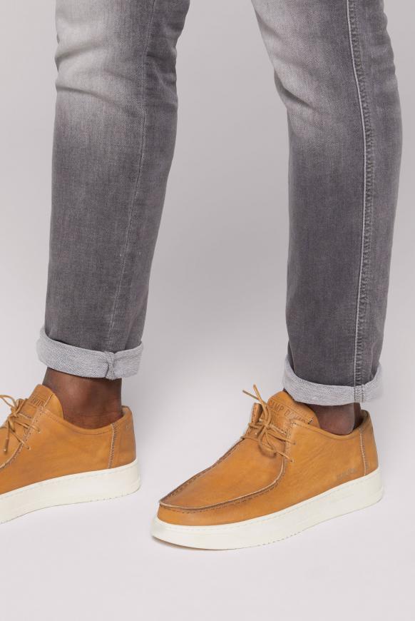 Schnür-Schuh aus Leder im Mokassin-Stil camel