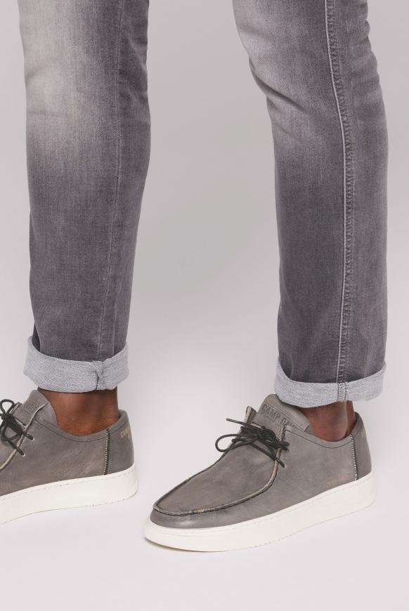 Schnür-Schuh aus Leder im Mokassin-Stil concrete grey