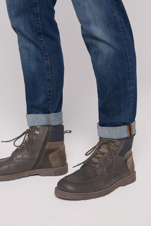 Schnürstiefel aus Leder mit Textil-Schaft