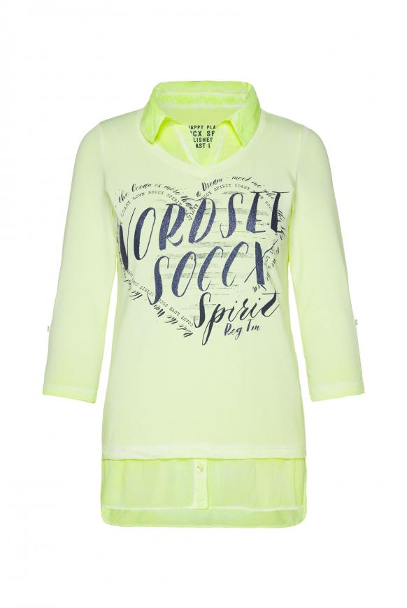 Shirt im Layer Look mit Glitter Print super lemon