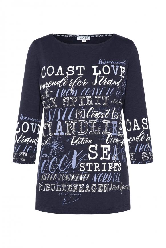Shirt mit beidseitigem Wording Print blue navy