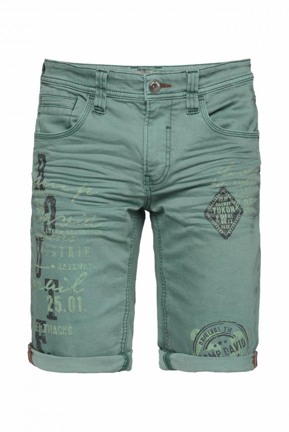 Skater Jeans RO:BI Shorts mit Label Prints grey green