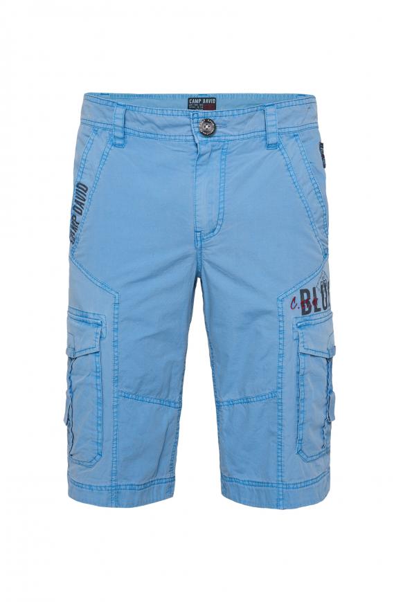Skater Shorts mit Tapes, Prints und Stickereien scuba blue