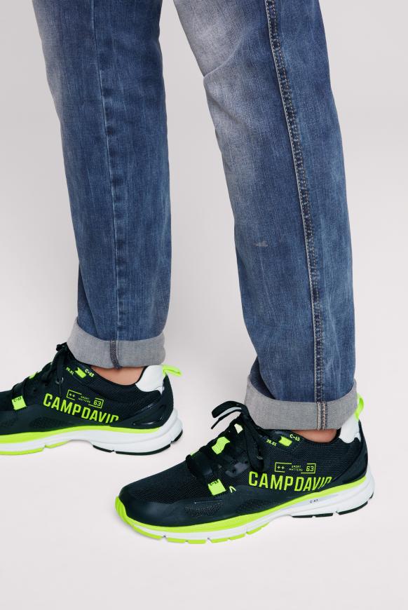 Sneaker mit Textil-Struktur und Logo Design deep sea