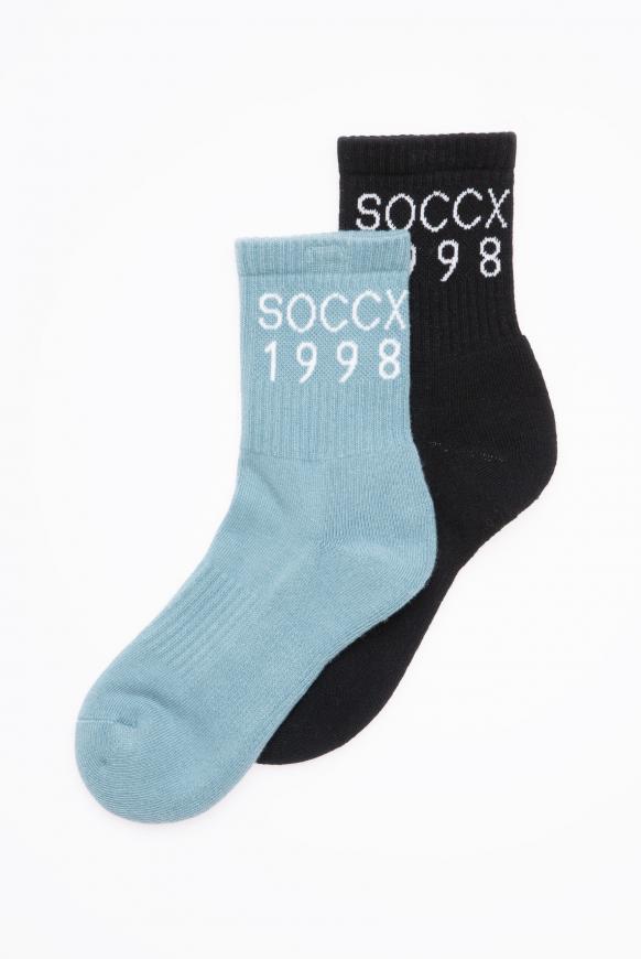 Socken mit Intarsia-Logo 2 Paar black / sea foam