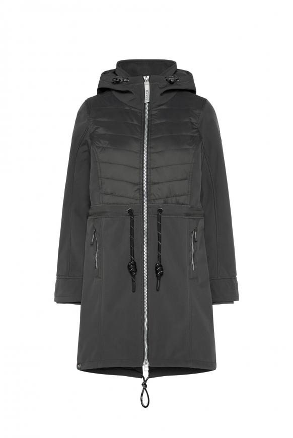 Softshell-Parka mit Stepppartien und Prägedruck anthra