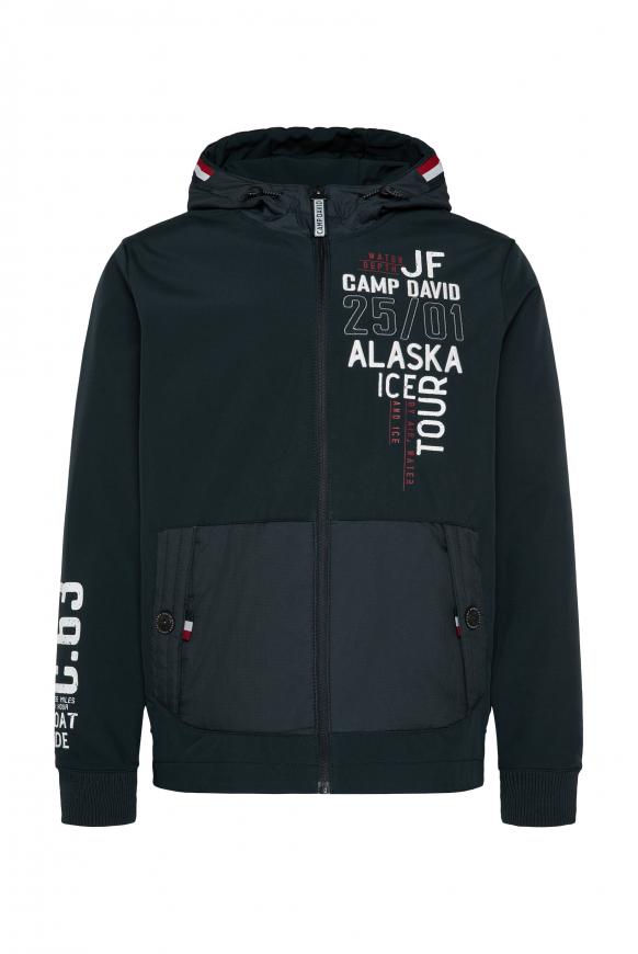 Softshelljacke im Materialmix mit Artworks frozen navy