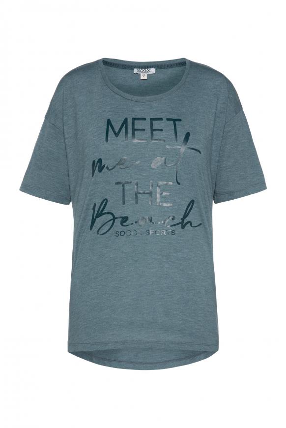 Sport T-Shirt mit tonigem Wording Print sea foam