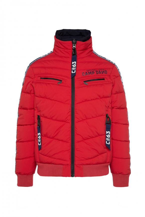 Steppblouson mit Doppelkragen und Logo-Tapes royal red