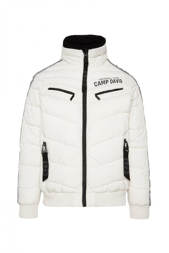Steppblouson mit Doppelkragen und Logo-Tapes kitt