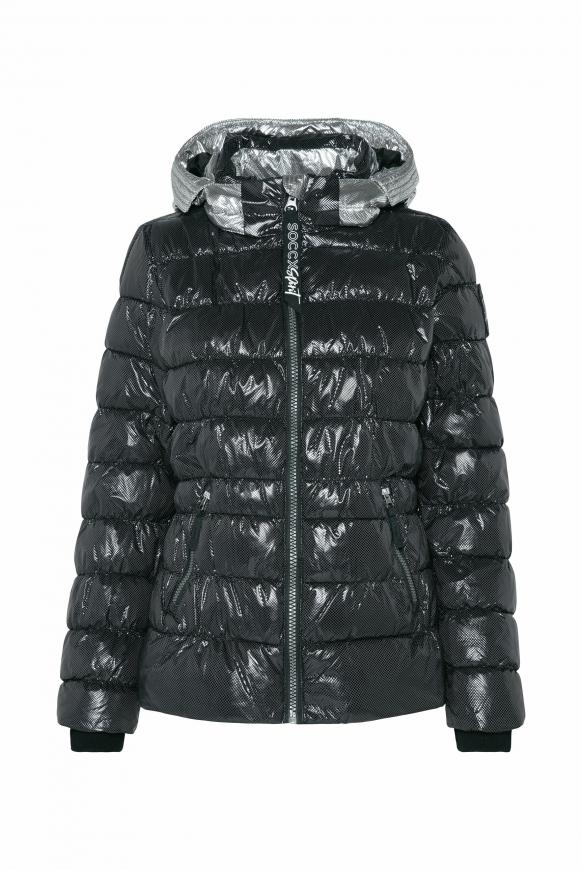 Steppjacke mit Kapuze im Metallic-Look black metallic