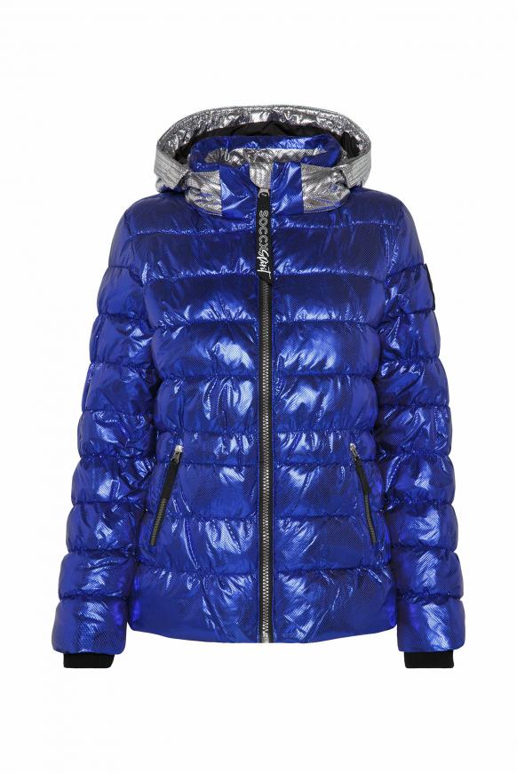 Steppjacke mit Kapuze im Metallic-Look metallic blue