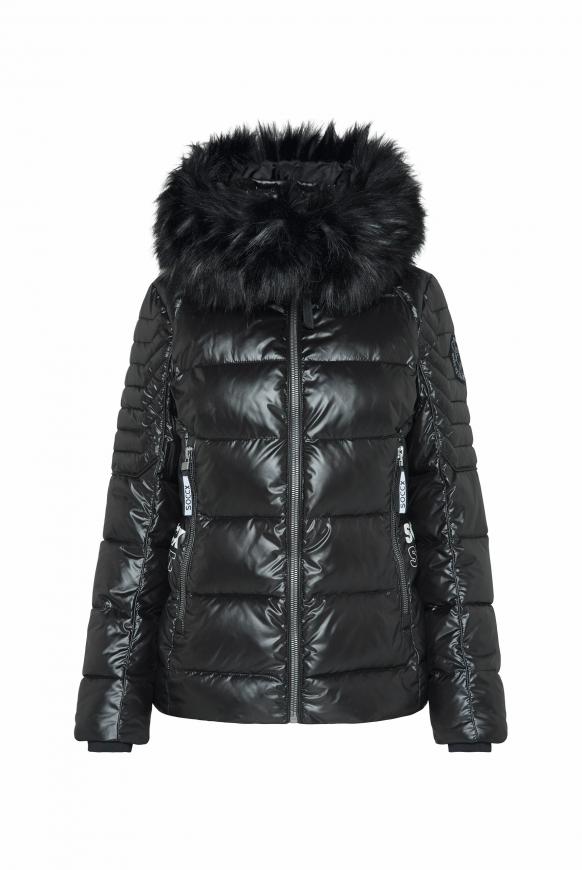 Steppjacke mit Logo Prints und Kapuze black