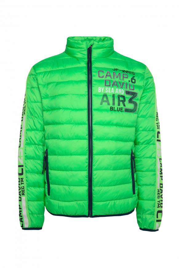 Steppjacke mit Logo Tapes und Artworks electric green