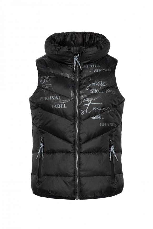 Steppweste mit Wording Print black