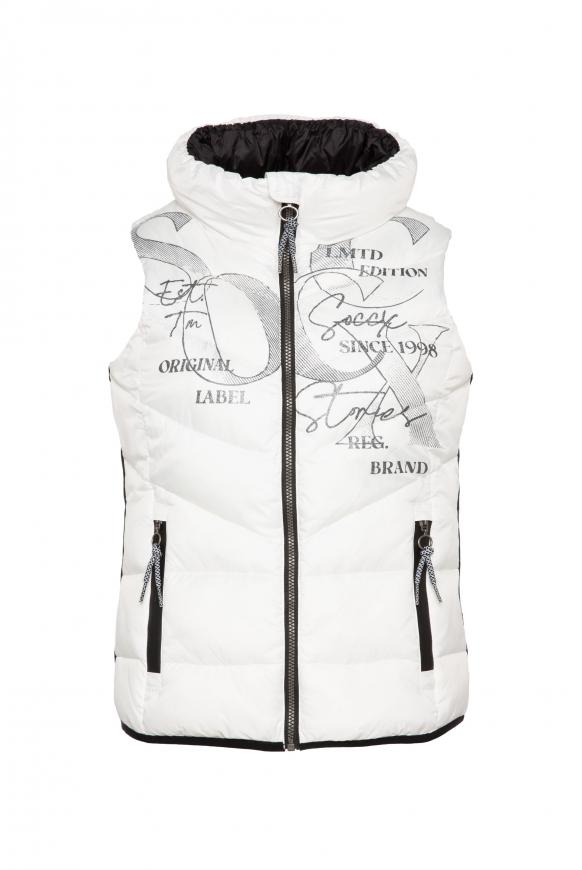 Steppweste mit Wording Print ivory
