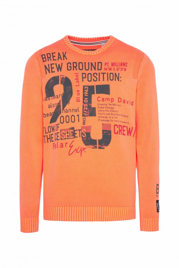 Stone Washed Pullover mit Label Prints speed orange