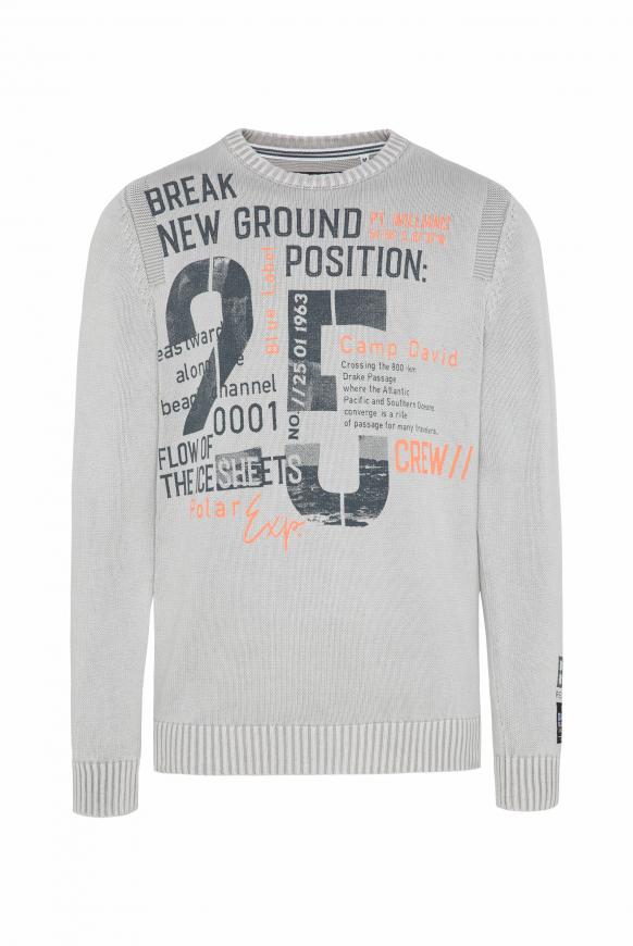 Stone Washed Pullover mit Label Prints light grey