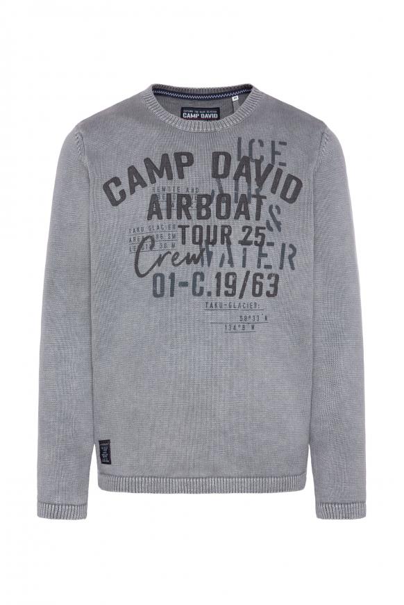 Stone Washed Pullover mit Label Prints dark stone