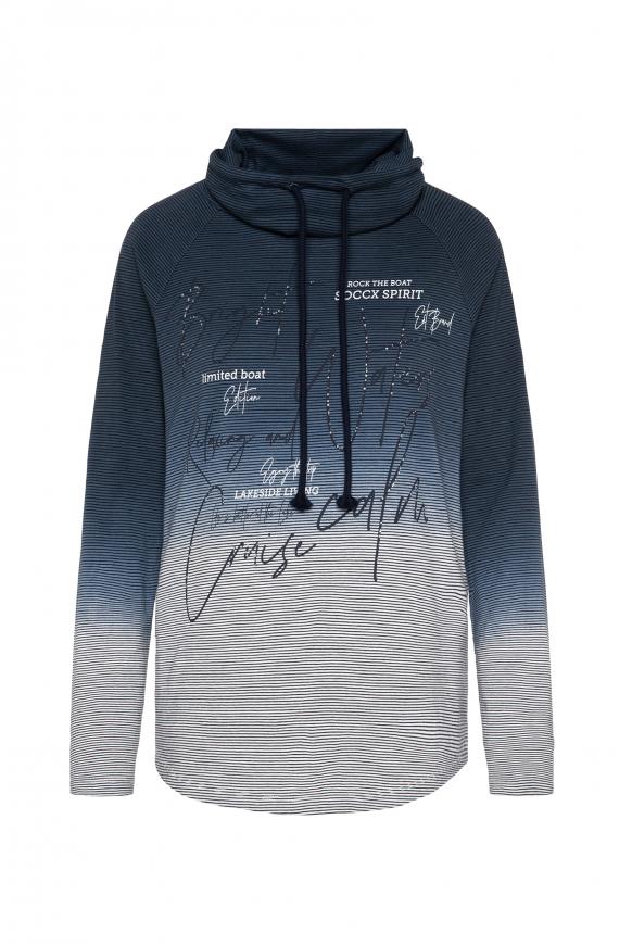 Streifenshirt Dip Dye mit hohem Kragen blue navy