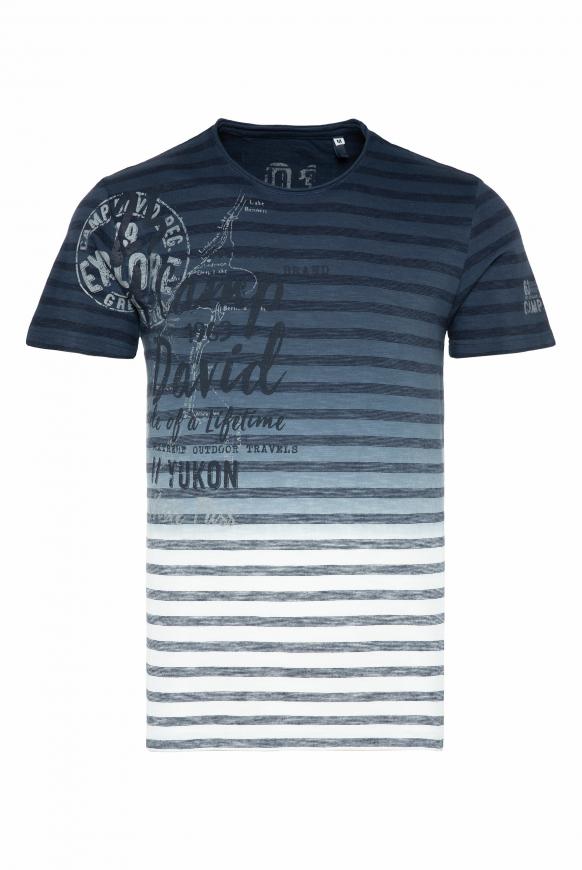 Streifenshirt mit Label Print steel blue