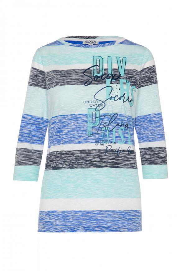 Streifenshirt mit Wording Print flash aqua