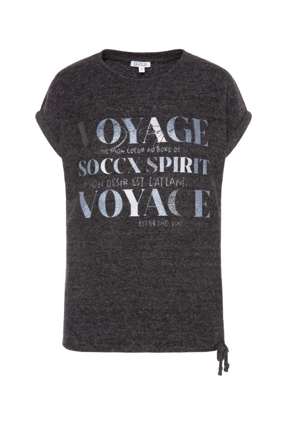 Strick-Shirt mit Glitter Print anthra melange