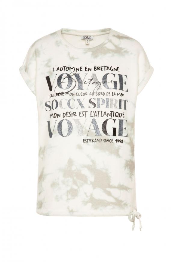 Strick-Shirt mit Glitter Print ivory