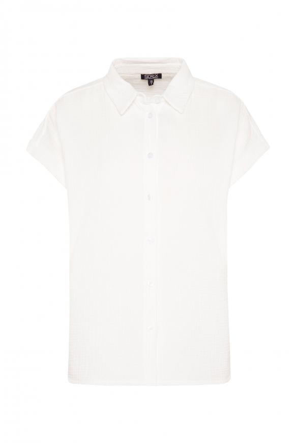 Strukturierte Kurzarmbluse aus Musselin cotton white