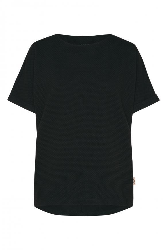 Strukturiertes Boxy-Shirt Kurzarm black