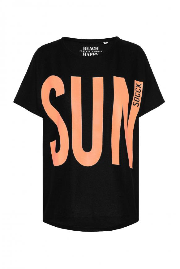Strukturiertes Oversized-Shirt mit Print black
