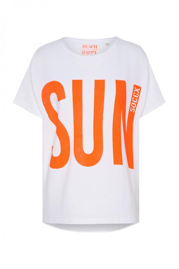 Strukturiertes Oversized-Shirt mit Print opticwhite
