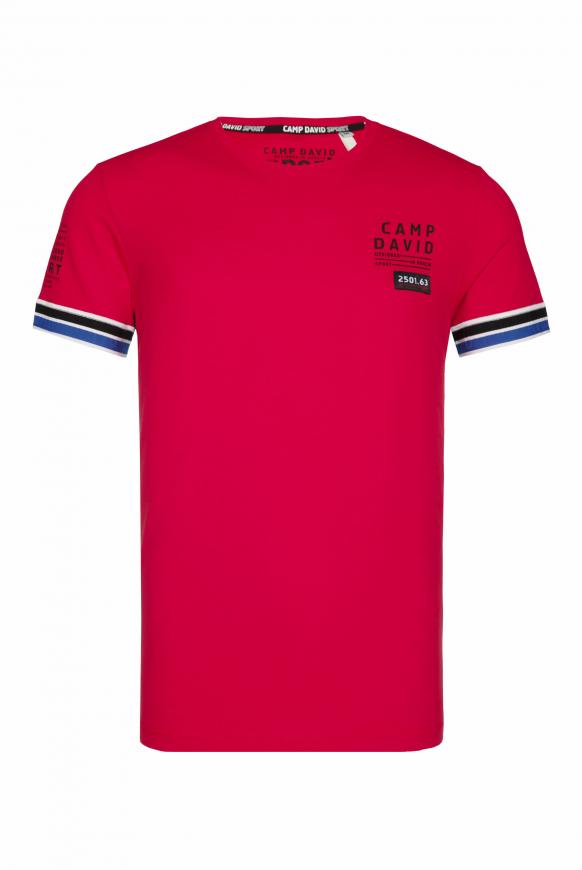 Strukturiertes T-Shirt mit Artwork speed red